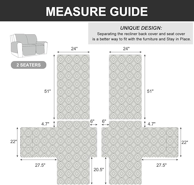 Genina Black Waterproof Loveseat Recliner Cover, Sofa Cover - Image 5
