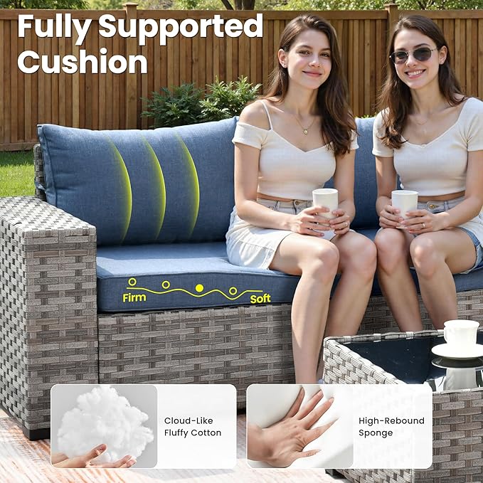 ovios 7 Pieces Patio Furniture Set, Outdoor Wicker Sectional Sofa - Image 5