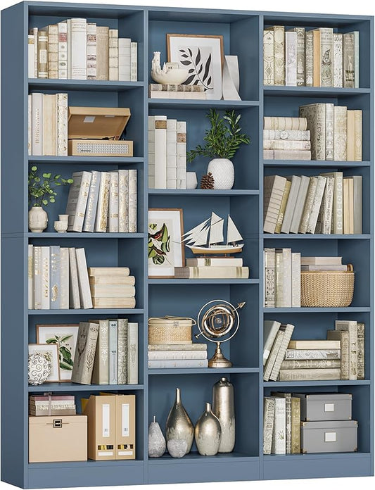 FACBOTALL Triple Wide Bookshelf, 6 Tier Large Bookshelf, Bookcase by FACBOTALL