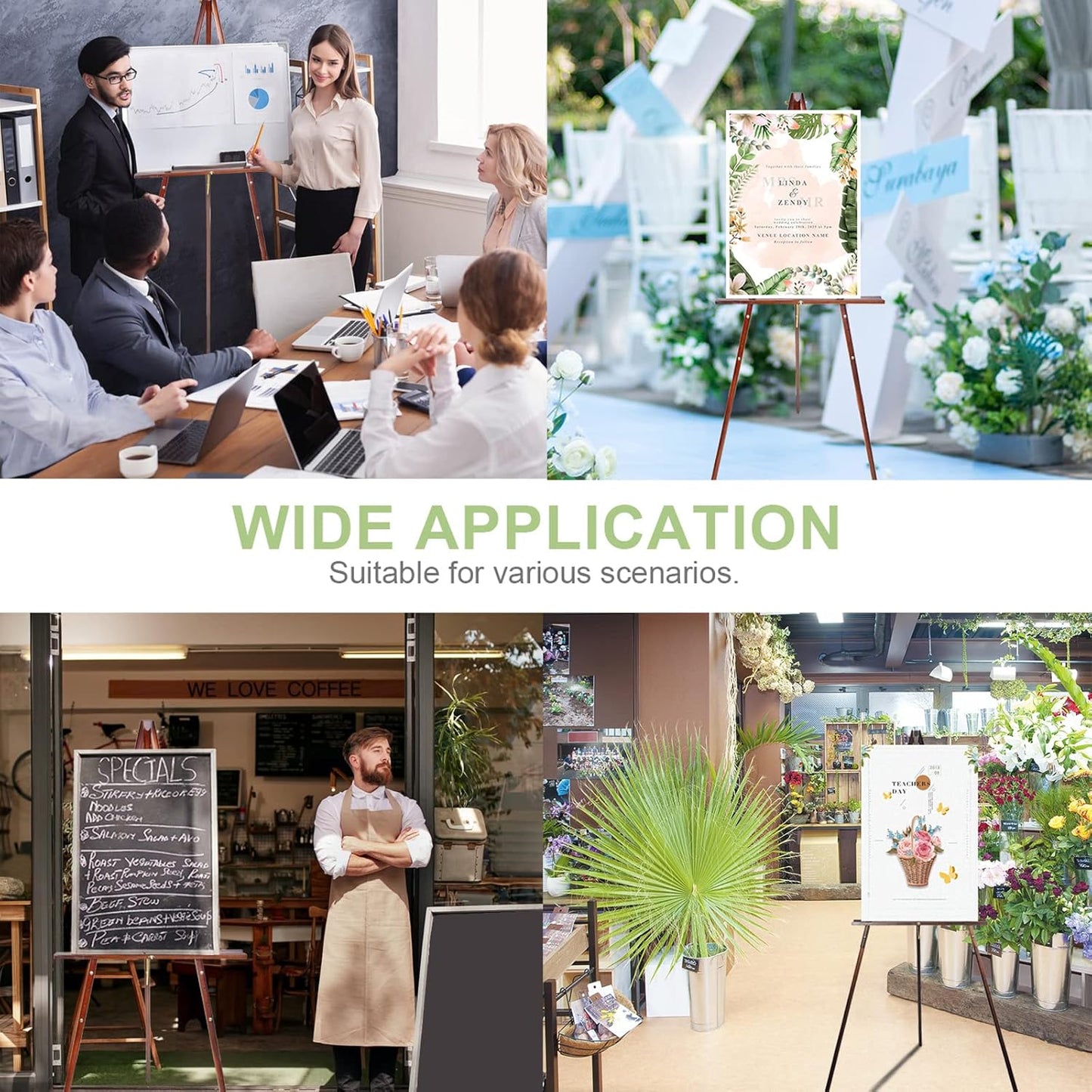 Conda 63" Wooden Tripod Artist Display Easel with Tray, A-Frame Adjustable Easel Stand for Wedding Sign, Foldable Easels for Painting Canvas, Display & Posters