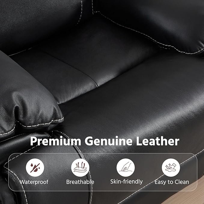 ANJ Premium Genuine Manual Reclining Sofa Set, Included Single Recliner Chair - Image 4