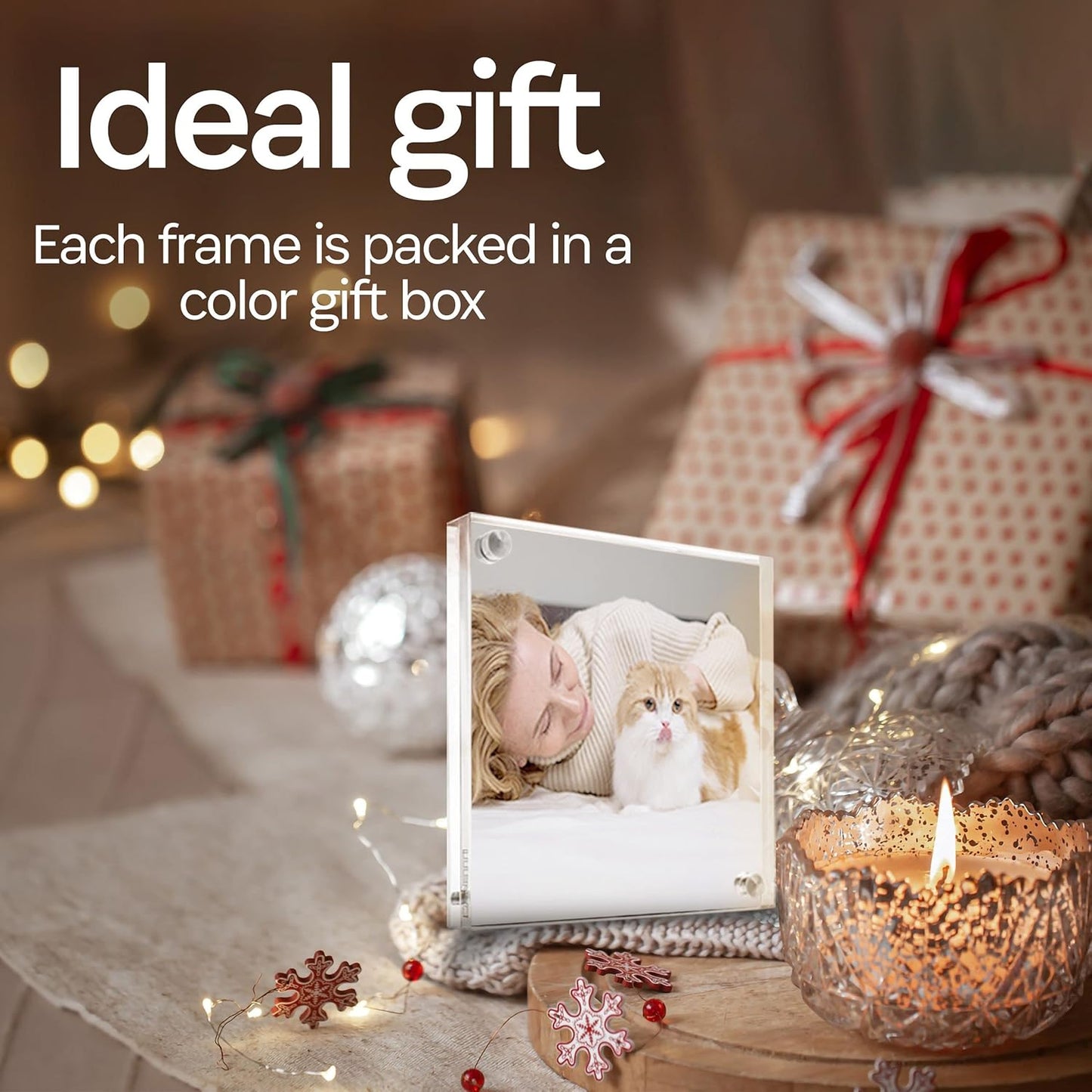 Canetti Original Magnet Picture Frame - Crystal Clear Acrylic Glass Table Top Photo Frame