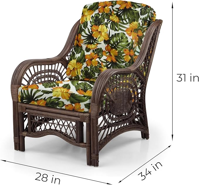 Malibu Lounge Living Accent Armchair Natural Rattan Wicker Handmade Design - Image 2