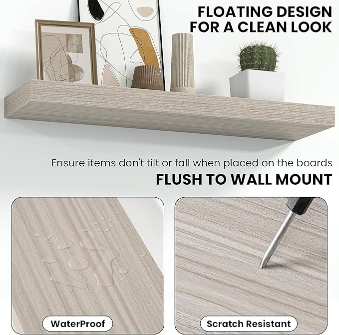 Fun Memories 36 Inch Floating Shelves Wall-Mounted, Rustic Wood Shelf - Image 4