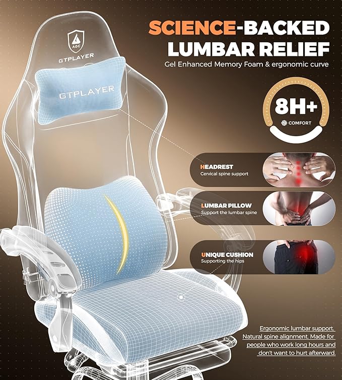 GTPLAYER Gaming Chair with Foot Rest & Pocket Spring Cushion, Ergonomic High - Image 5