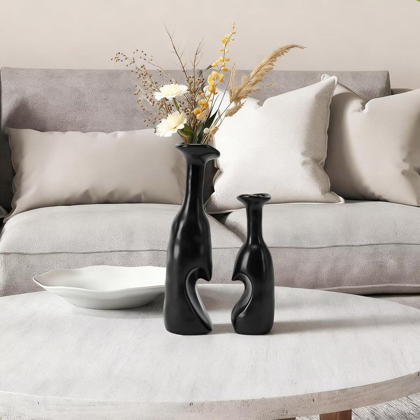 Heart Shaped Small Ceramic Vases Set of 2 Home Decor Boho Vase Modern Matte Flower Vase Minimalist Decorative Vase for Wedding Gift Dining Coffee Table Book Shelf Office Décor