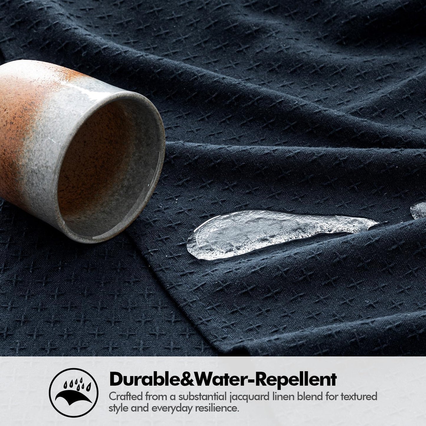 MIULEE Navy Linen Cottton Table Cloth Rectangle Tablecloth Waterproof Spillproof Cross-Star Textured Table Cltoth Decorative Farmhouse Style for Dining Party Weddings 60x120 Inch