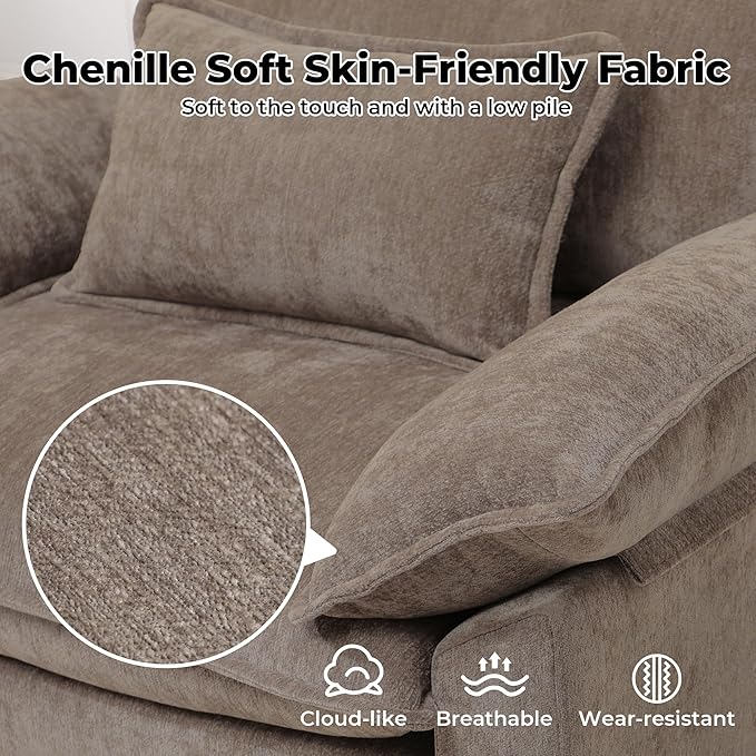 Oversized Accent Chair with Ottoman, Upholstered Armchair with Extra Thick - Image 4