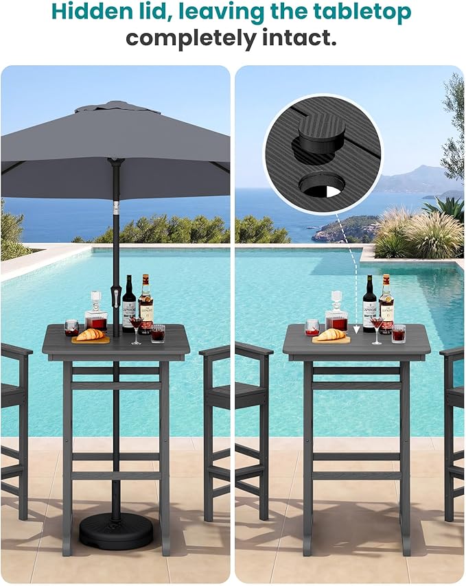 SERWALL 5 Pieces Outdoor Patio Bar Set, Tall Adirondack Bar Chair and Table Set - Image 3