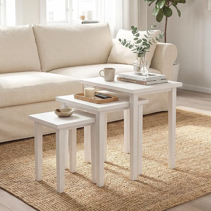 Giantex Nesting Tables Set of 3, Farmhouse Stacking Side Table by Giantex