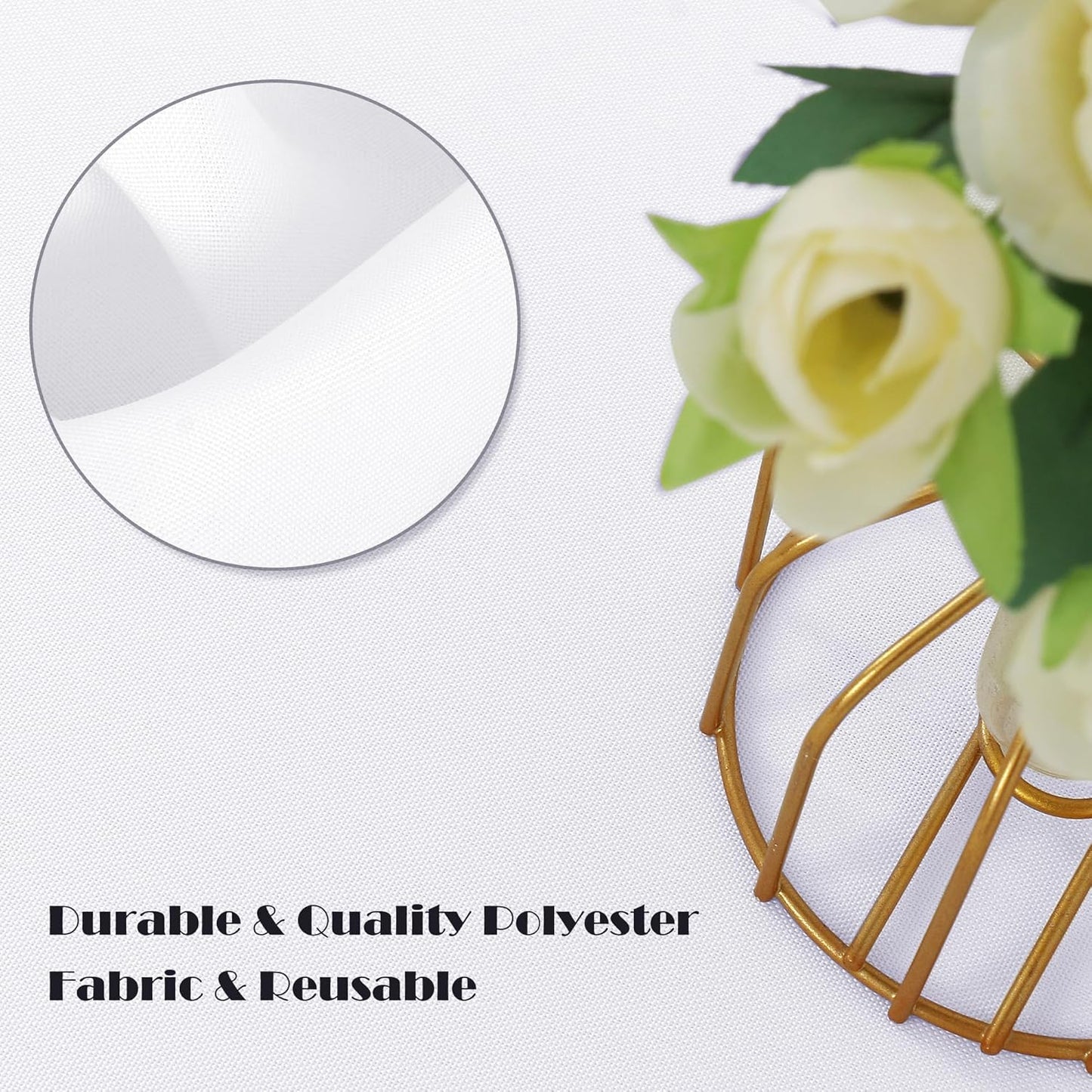 sancua 8 Pack Round Tablecloth 90 Inch White, Stain and Wrinkle Resistant Table Cloth - Washable Polyester Table Cover for Dining Tables, Buffet Parties and Camping