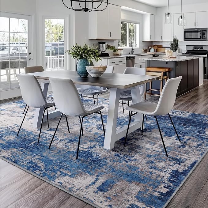 RELEANY Washable Area Rugs Square 9ft Non-Slip Modern Abstract Soft - Image 8