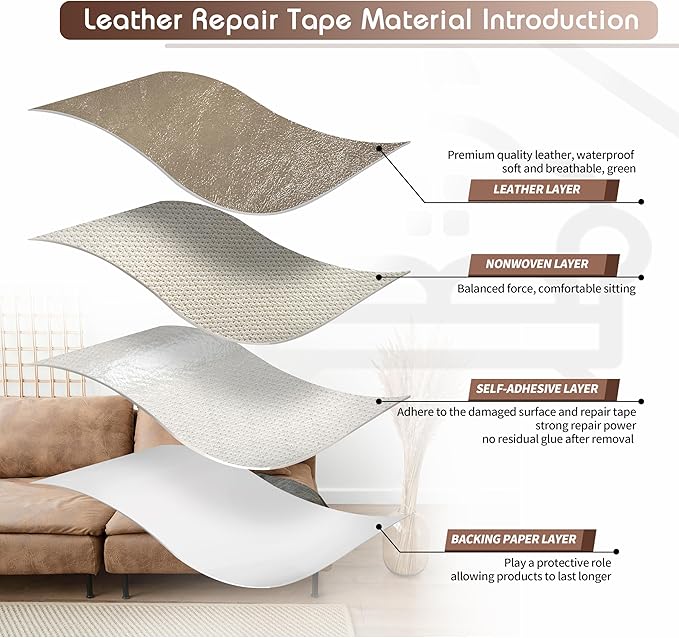 KING MOUNTAIN Leather Repair Patch, 12 x 60 Inches self Adhesive Leather Repair - Image 3