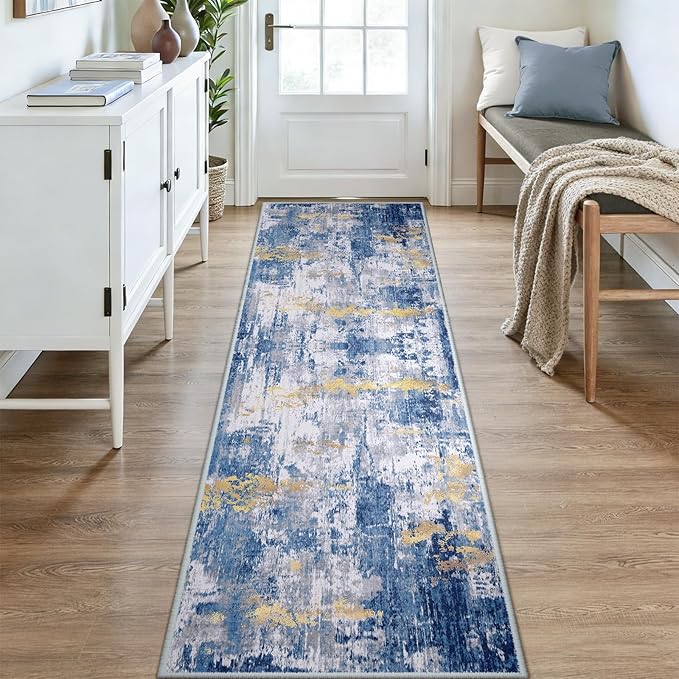 RELEANY Washable Area Rugs 3x9 Non-Slip Modern Abstract Soft - Image 2