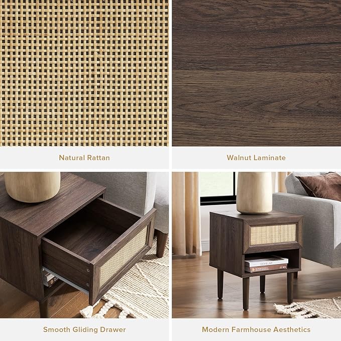 mopio Haylee Rattan Side Table, Small Accent Tables - Image 6