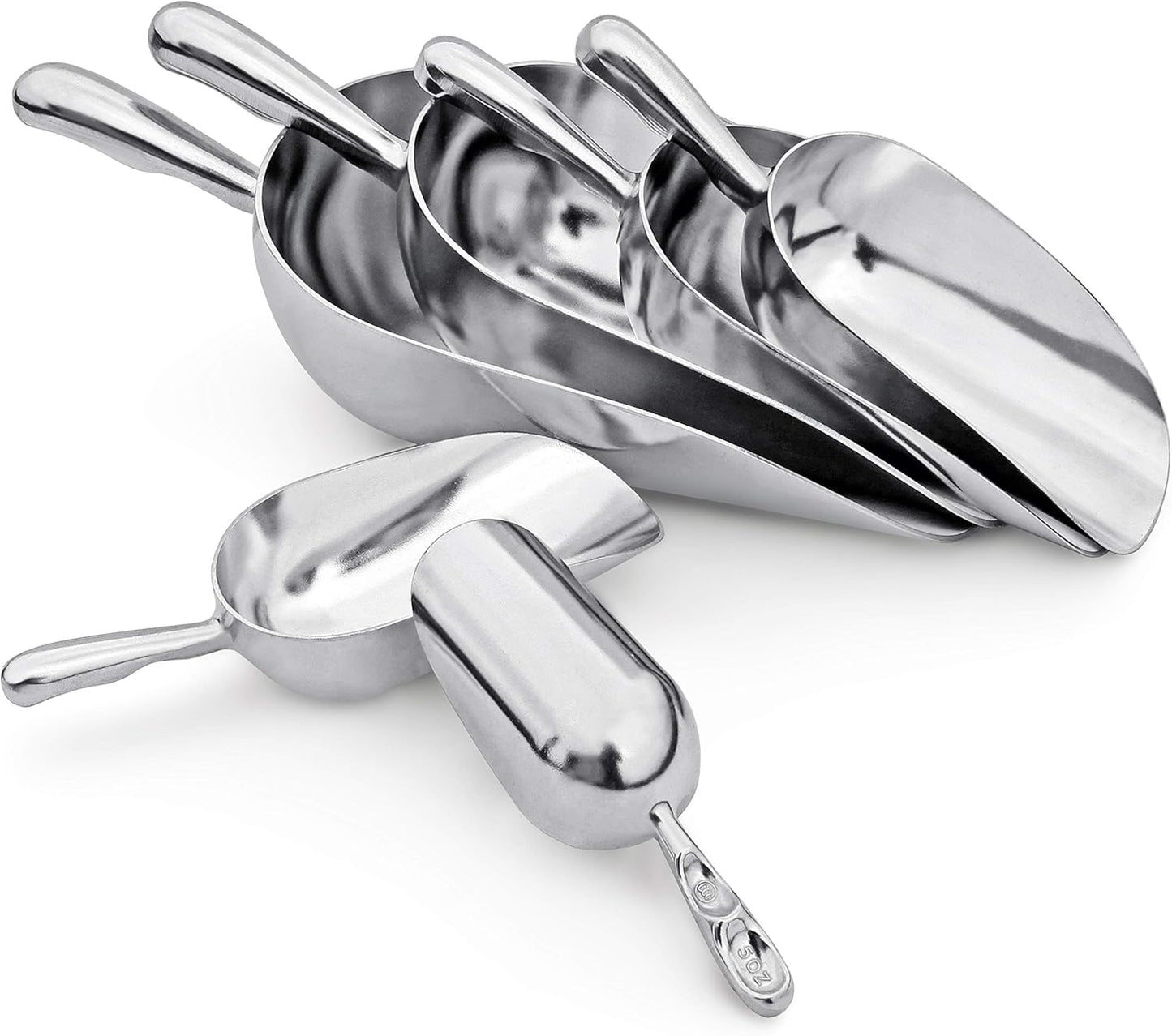 New Star Foodservice 34509 One-Piece Cast Aluminum Round Bottom Bar Ice Flour Utility Scoop, 5-Ounce, Silver (Hand Wash Only)