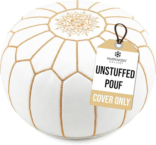 Marrakesh Gallery Genuine Leather Round Pouf Unstuffed by MarrakeshGallery