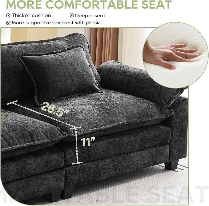 Oprisen 120" Modular Sectional Sofa, Comfy Cloud Couch Sectional Sofa - Image 4