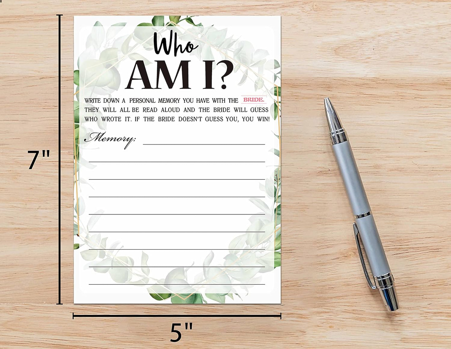 Bridal Shower Game Cards, Who Am I Game, Tropical Jungle Theme Engagement Party Cards For Wedding, Set of 30 Cards(Leaf007)