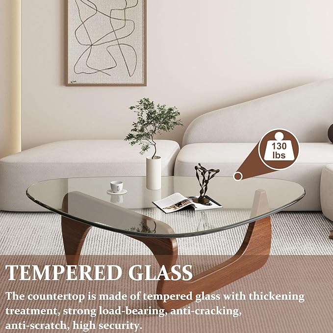 Living Room Coffee Table, 35.8" Mid Century Modern Triangle Coffee Table - Image 5