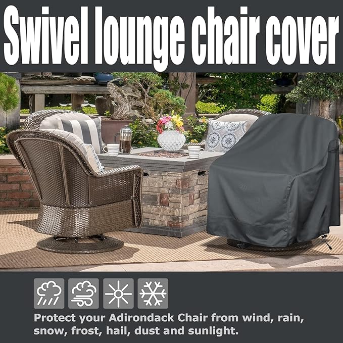 Outdoor Swivel Lounge Chair Cover 2 Pack, Waterproof Heavy Duty Outdoor Chair - Image 5