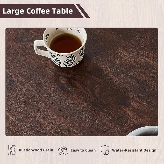 Lerliuo Boho Coffee Tables for Living Room, Rattan Center Table - Image 5