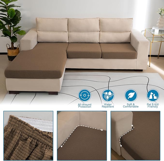 Water Repellent Couch Cushion Cover Loveseat Cover, Stretch Sectional Sofa Seat - Image 5