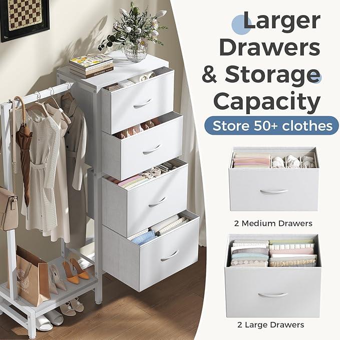 OLIXIS Dresser with Hanging Rack, 4 in 1 Storage Fabric Dresser - Image 4