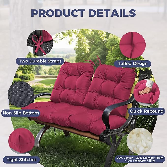 Wicker Chair Cushions of 3 Pieces, Waterproof Cushions - Image 4
