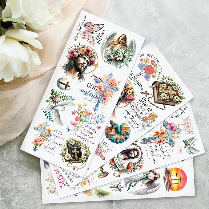 4 Sheets Rub on Transfers for Crafts, Bible Quotes Furniture Transfers for Wood - Image 5
