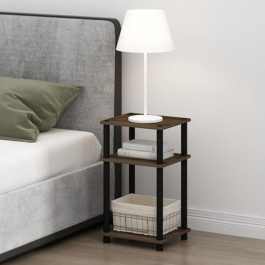 Furinno Just 3-Tier Turn-N-Tube Open Storage Nightstand, Plastic Poles by Furinno-FitsYourSpaceFitsYourBudget