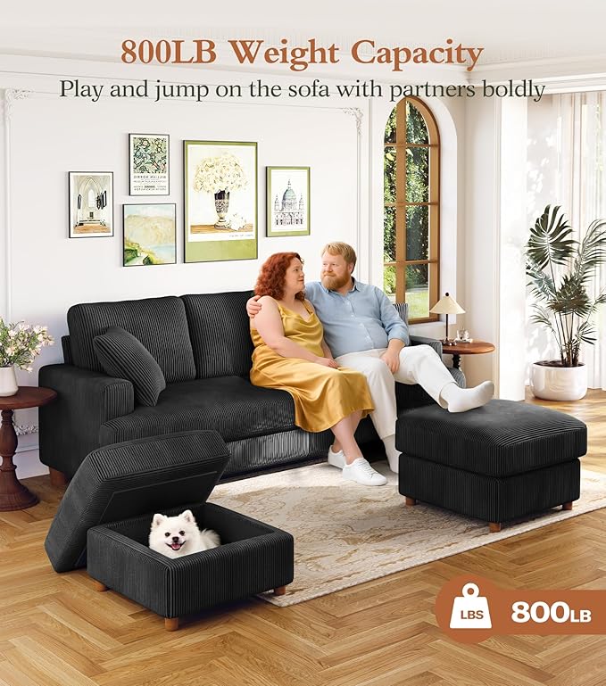 Kidirect 87in U Shaped Couch, Modular Sofa No Tool Assembly, Comfy Sectional - Image 3