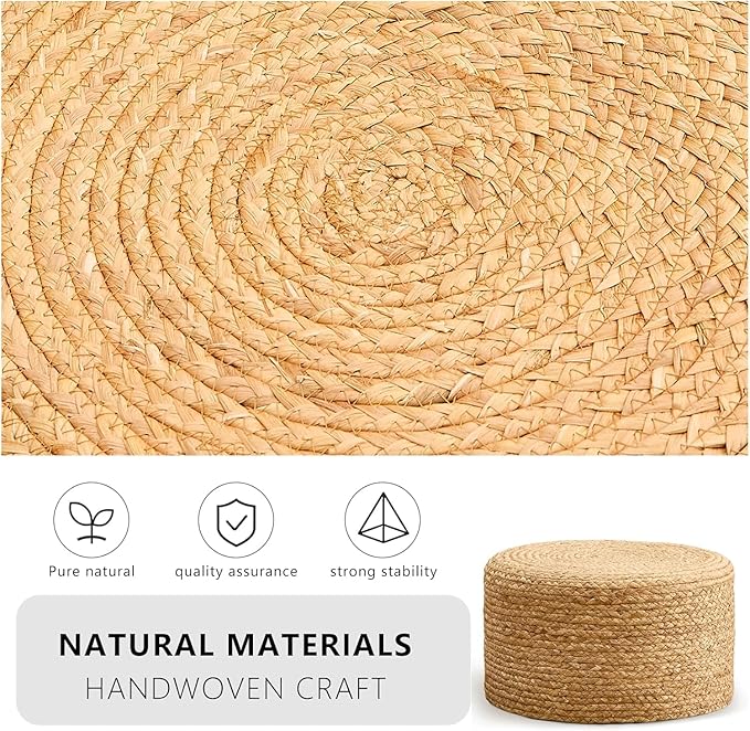 Handwoven Seagrass Ottoman Stool — Natural Round Footstool, Eco‑Friendly Accent - Image 4
