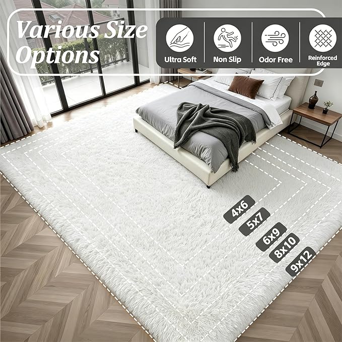 Fluffy 4x6 Area Rugs for Living Room Bedroom: Ultra Soft Shag Rug Non-Slip - Image 9