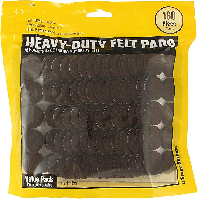 Smart Surface 8827 Heavy Duty Self Adhesive Furniture Felt Pads 1-Inch Round by Smart+Surface+Products