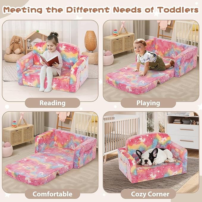 Foryoomi Extra Wide Kids Couch, Kids Sofa, Toddler Sofa, Glow in The Dark - Image 4