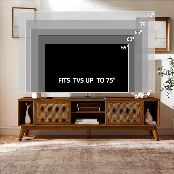 LKTART 68 Inch Mid Century Modern TV Stand - Image 4