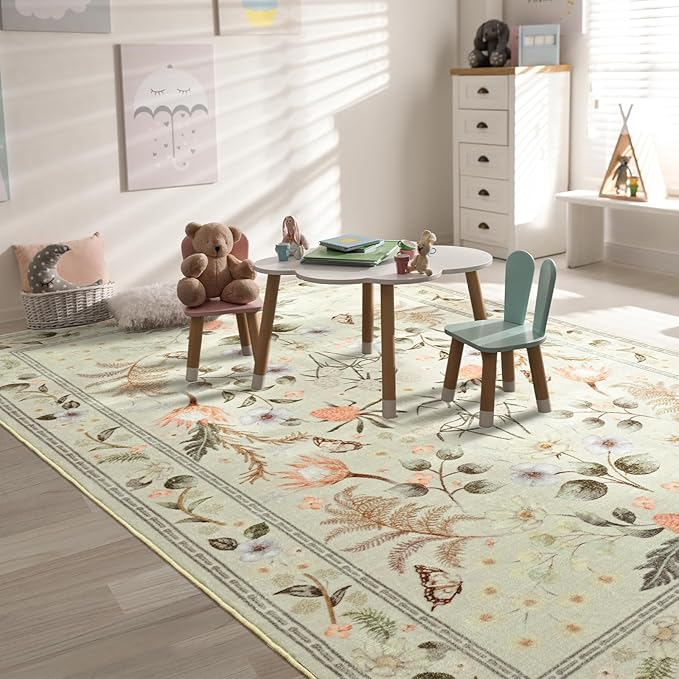 Area Rugs for Living Room, 6x9 Washable Vintage Rug for Bedroom, Non-Slip - Image 5