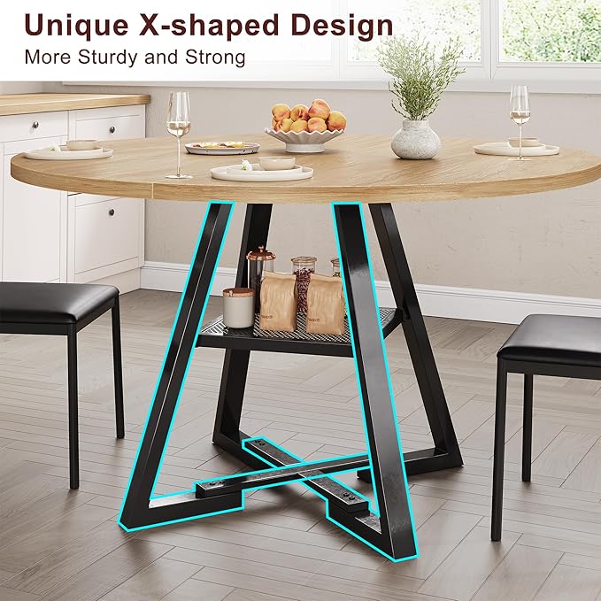 Jocoevol Round Dining Table, Kitchen Dining Room Circle Dinner Pedestal Table - Image 5