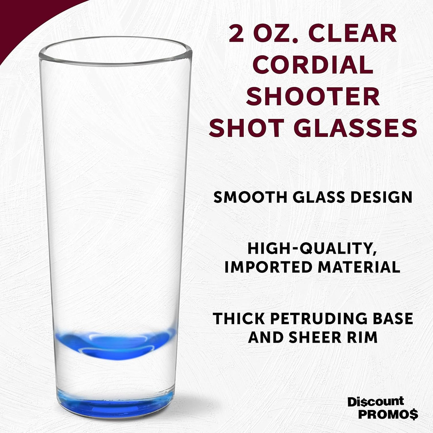 DISCOUNT PROMOS Cordial Shooter Shot Glasses 2 oz. Set of 10, Bulk Pack - Great for Birthdays, Parties, Indoor & Outdoor Events - Blue