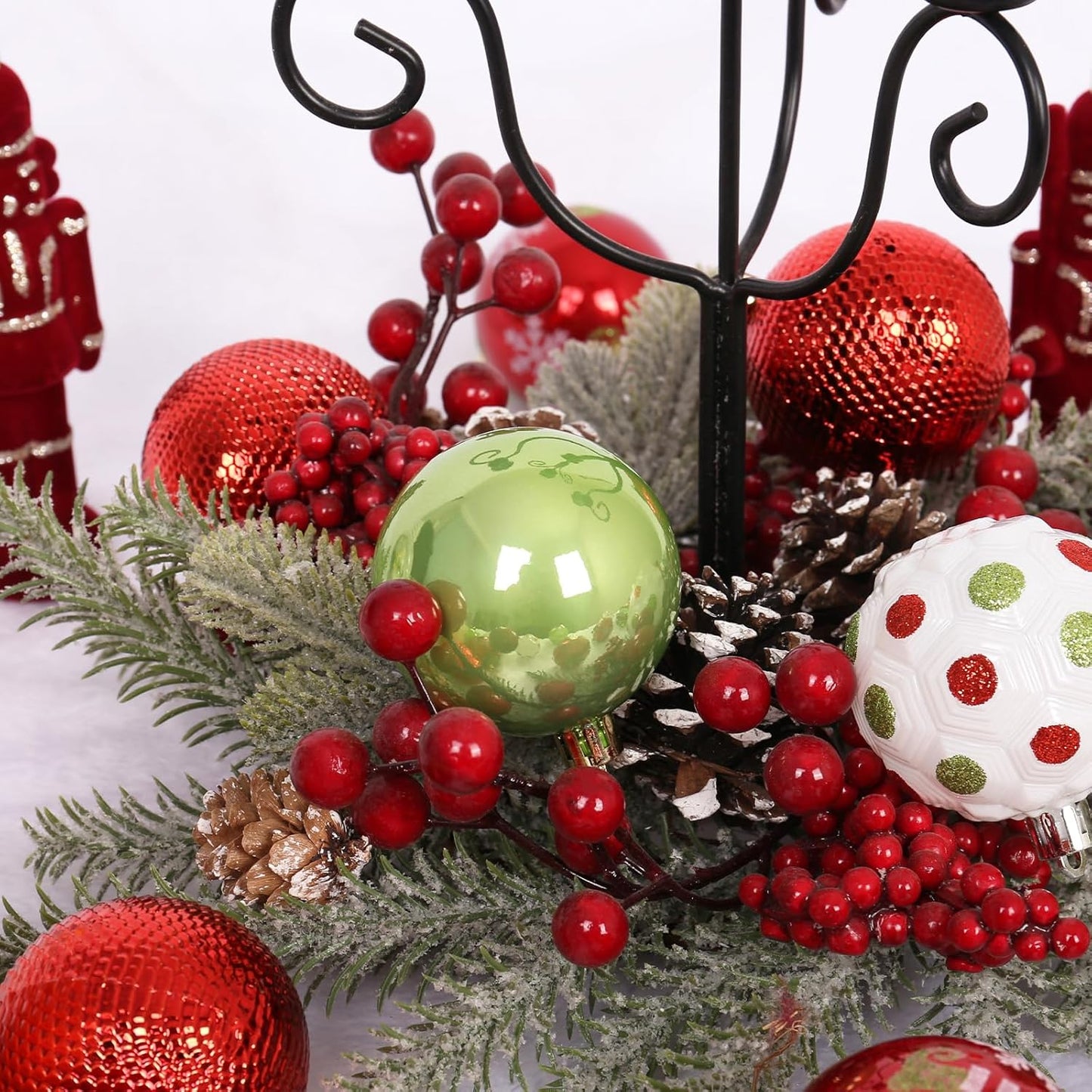 RoseCraft 30PCS Christmas Ornaments Set, 60MM/2.36" Red Green White Christmas Balls, Shatterproof Plastic Xmas Decorations for Christmas Tree Hanging Holiday Party Decor.