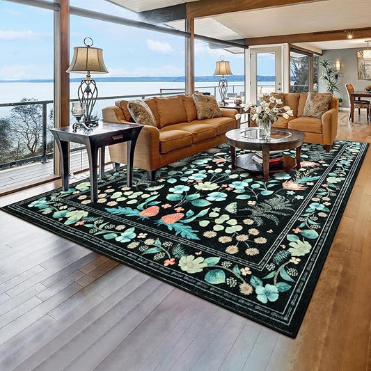 Area Rugs for Living Room, 6x9 Washable Vintage Rug for Bedroom, Non-Slip by Rtizon