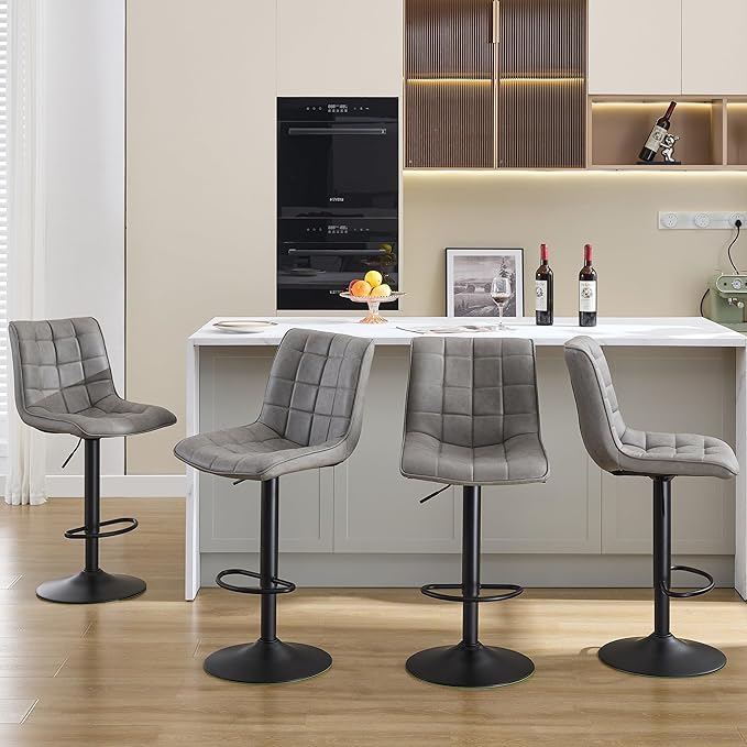 FIRAVOE Swivel Bar Stools Set of 4, Modern Adjustable Bar Stools - Image 8