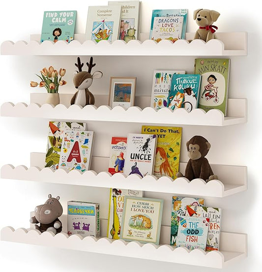 Shario Nursery Book Shelves, Scalloped Shelves, Wall Book Shelves by Shario