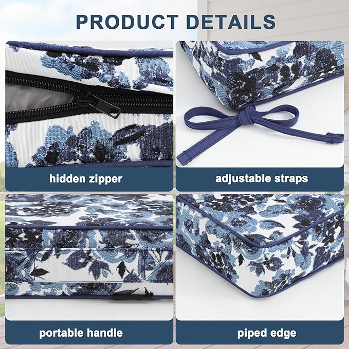 Favoyard Outdoor Chair Cushion 22 x 22 x 3 In Waterproof Pattern Fade Resistant - Image 5