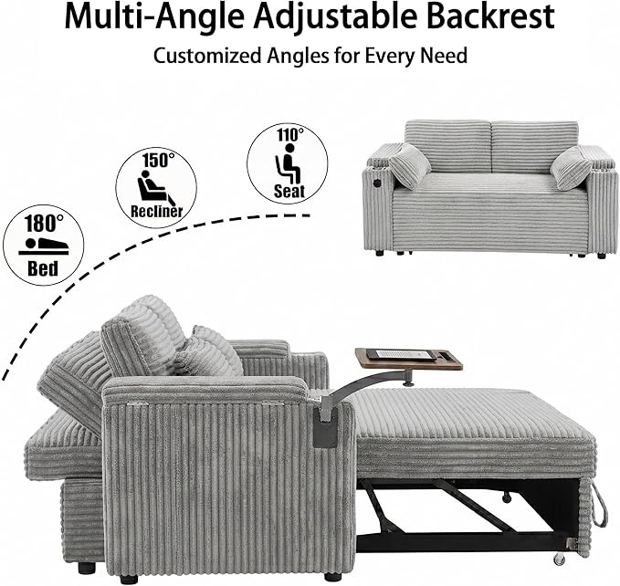 Auvsoce 65" 3-in-1 Pull-Out Convertible Sofa Bed - Image 4