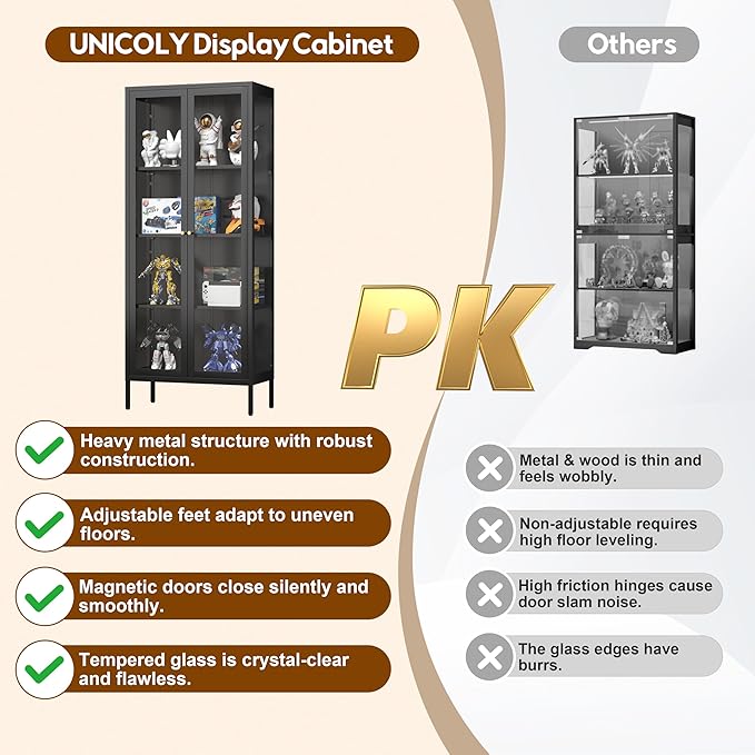 UNICOLY Glass Display Cabinet 4-Tier, Display Cabinet - Image 8