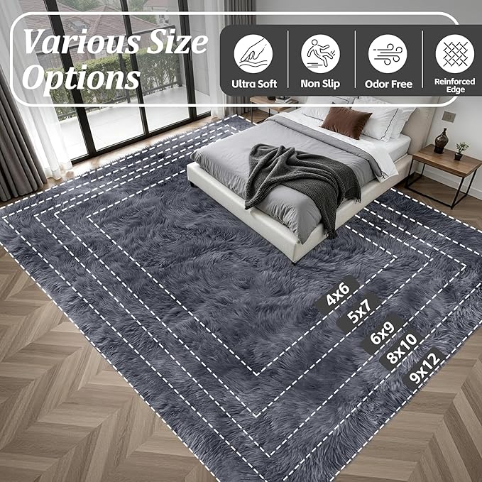 Fluffy 4x6 Area Rugs for Living Room Bedroom: Ultra Soft Shag Rug Non-Slip - Image 9