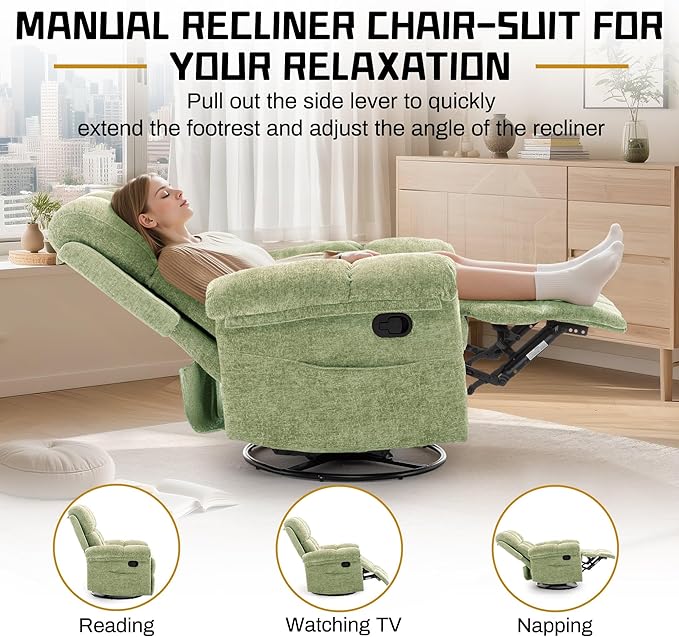 Korser Recliner Chair, Swivel Rocker Recliner Chair - Image 4