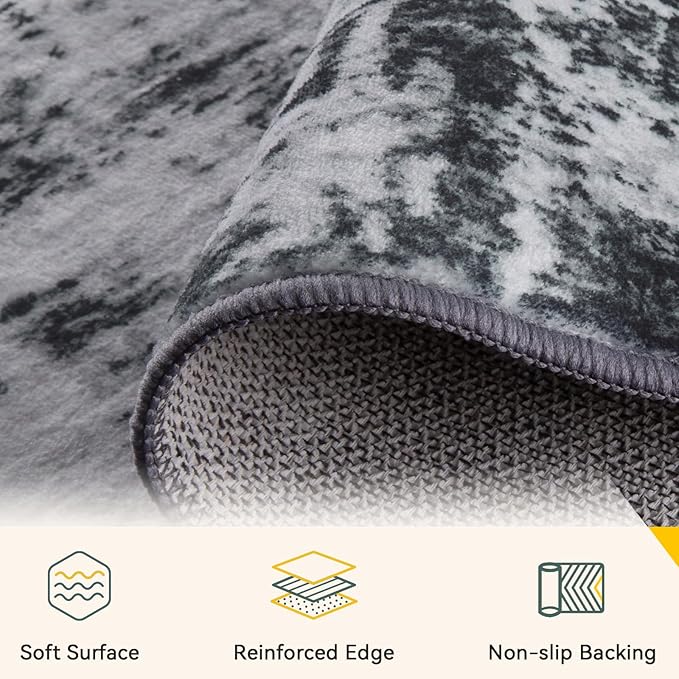 RELEANY Washable Area Rugs 6ft Non-Slip Modern Abstract Soft - Image 2